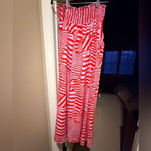 BUCKETLIST Red and lavender Wide Leg Pants